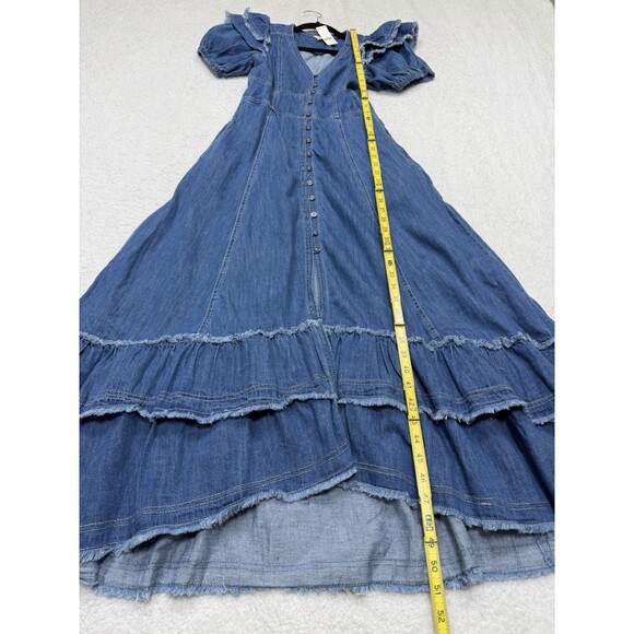 Anthropologie Pilcro Midi Shirt Dress Ruffled Cotton Retro Preppy Size XS NWT - Picture 4 of 15